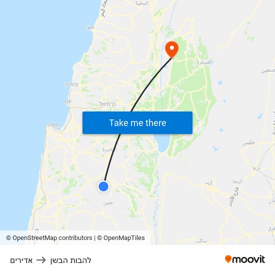 אדירים to להבות הבשן map