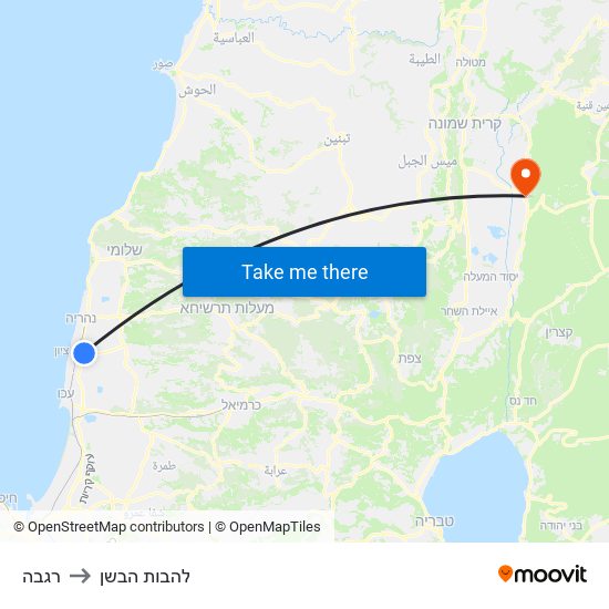 רגבה to להבות הבשן map