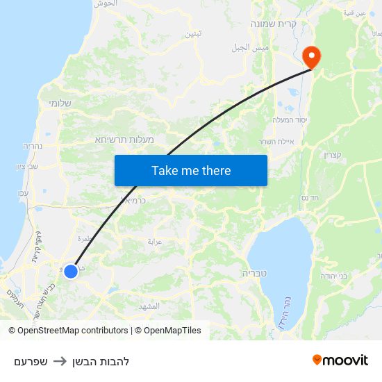 שפרעם to להבות הבשן map