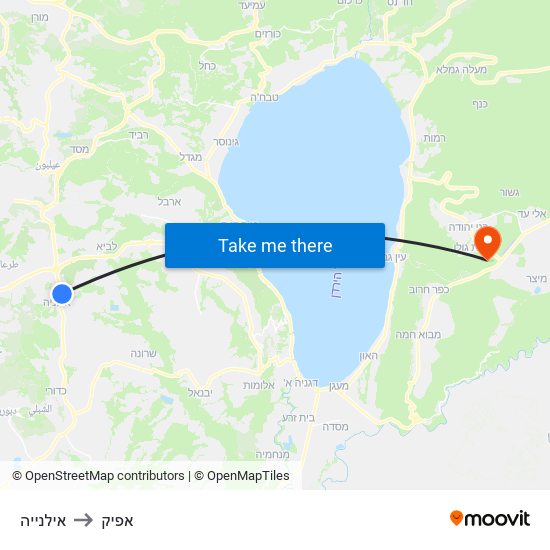 אילנייה to אפיק map