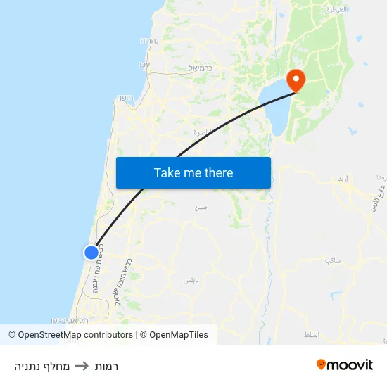 מחלף נתניה to רמות map