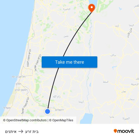 איתנים to בית זרע map