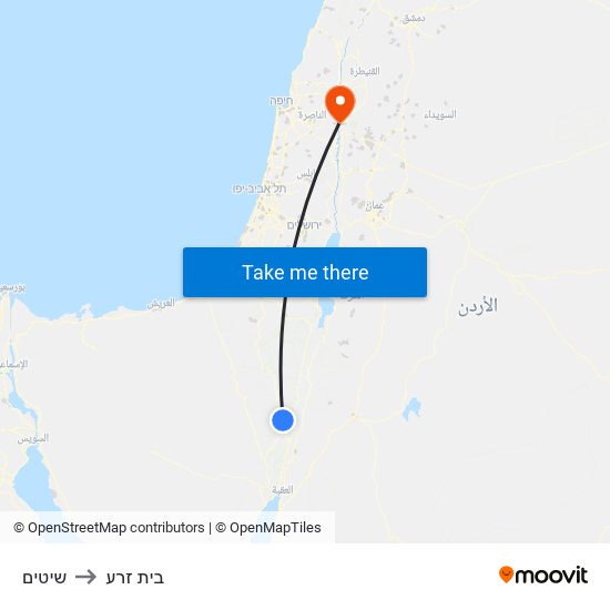 שיטים to בית זרע map