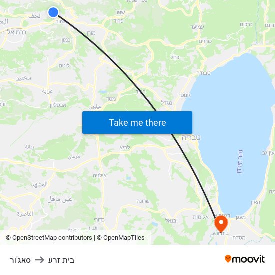 סאג'ור to בית זרע map