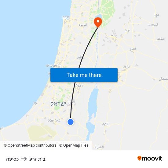 כסיפה to בית זרע map