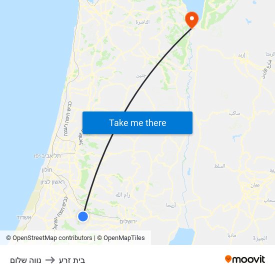 נווה שלום to בית זרע map