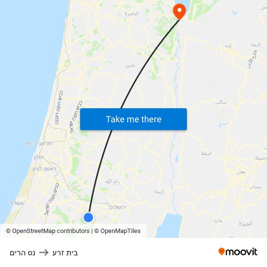 נס הרים to בית זרע map