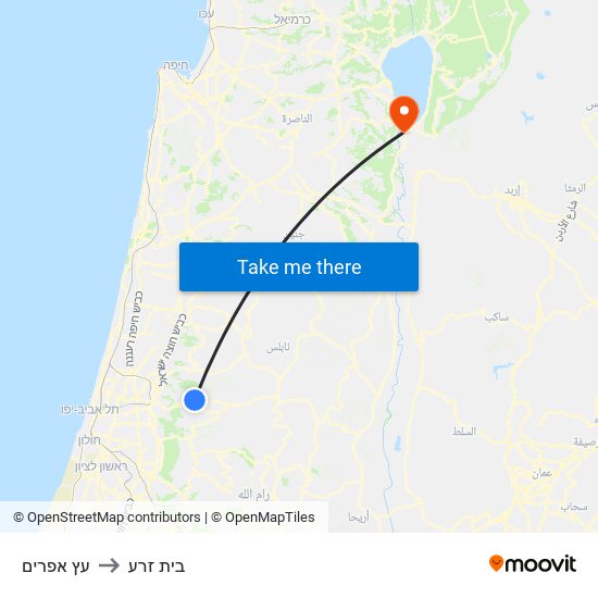 עץ אפרים to בית זרע map