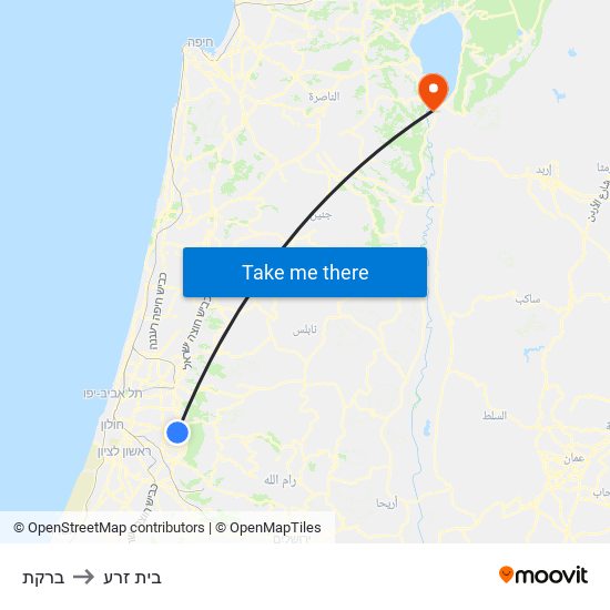 ברקת to בית זרע map