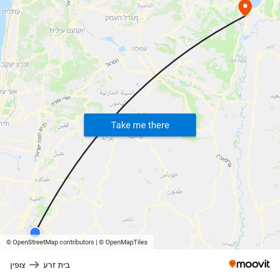 צופין to בית זרע map