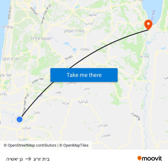 גן יאשיה to בית זרע map