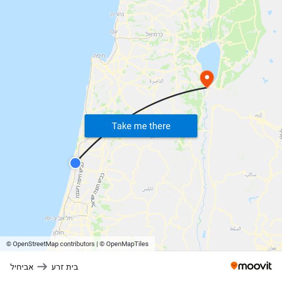 אביחיל to בית זרע map