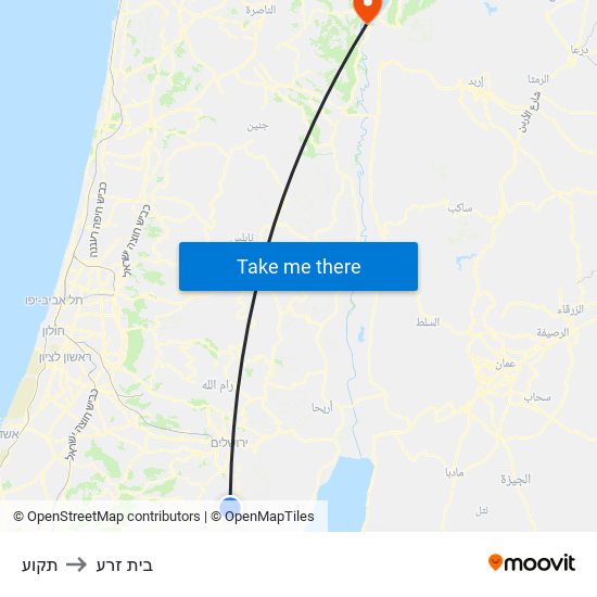 תקוע to בית זרע map