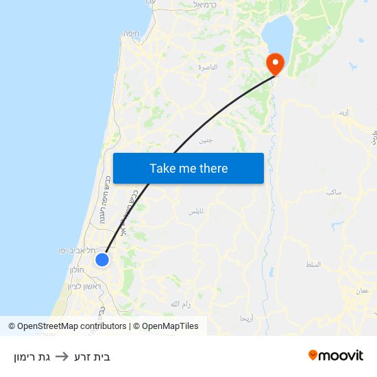 גת רימון to בית זרע map