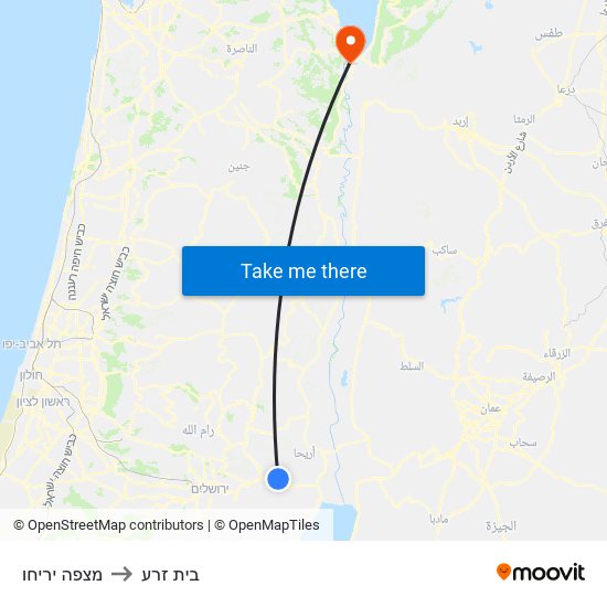 מצפה יריחו to בית זרע map