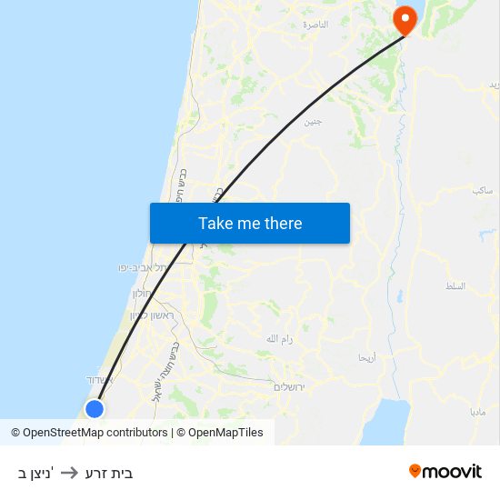 ניצן ב' to בית זרע map