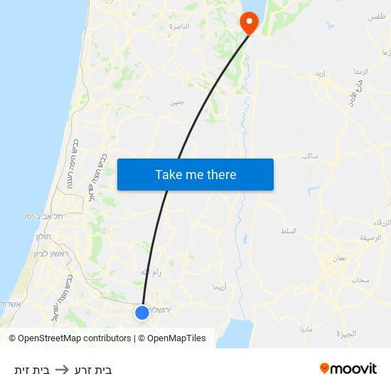 בית זית to בית זרע map