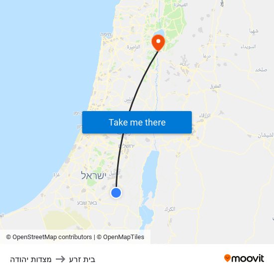 מצדות יהודה to בית זרע map