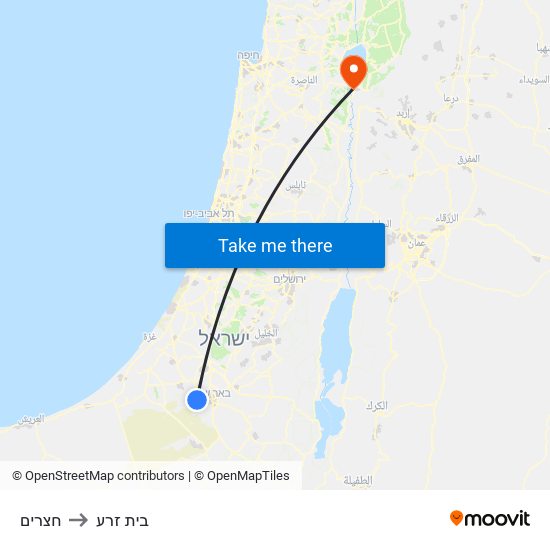 חצרים to בית זרע map