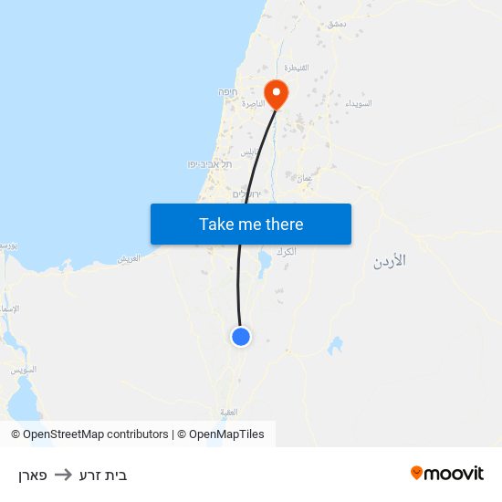 פארן to בית זרע map