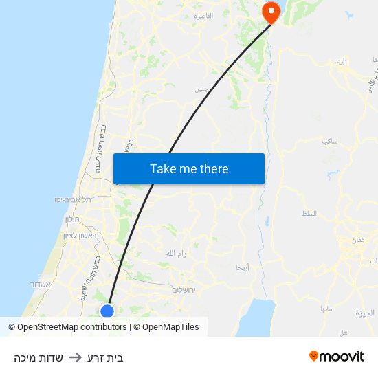 שדות מיכה to בית זרע map