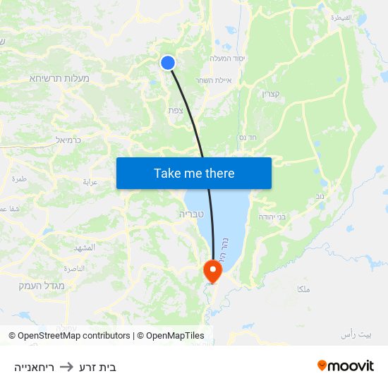 ריחאנייה to בית זרע map