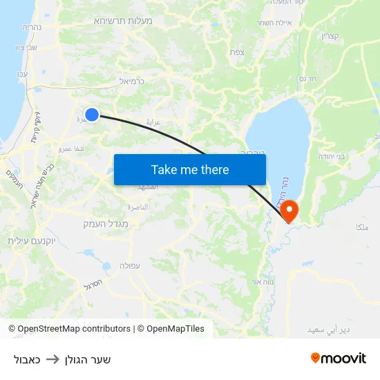 כאבול to שער הגולן map