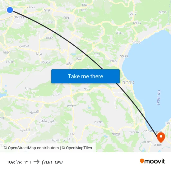 דייר אל-אסד to שער הגולן map