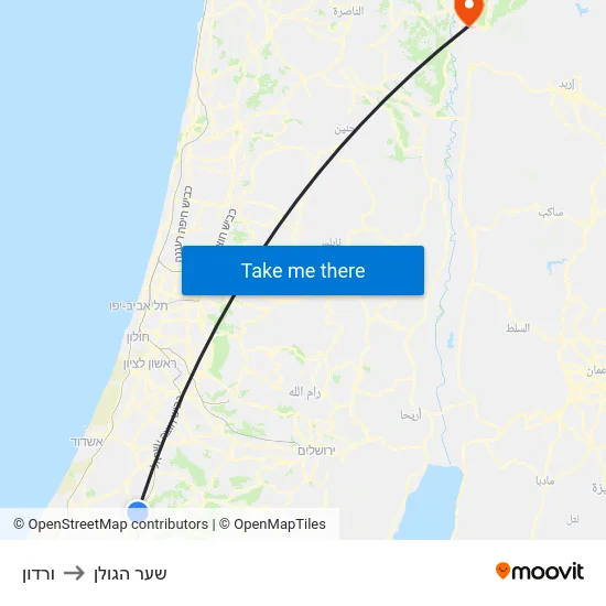 ורדון to שער הגולן map