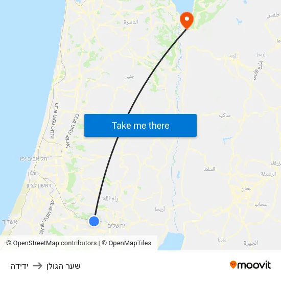 ידידה to שער הגולן map