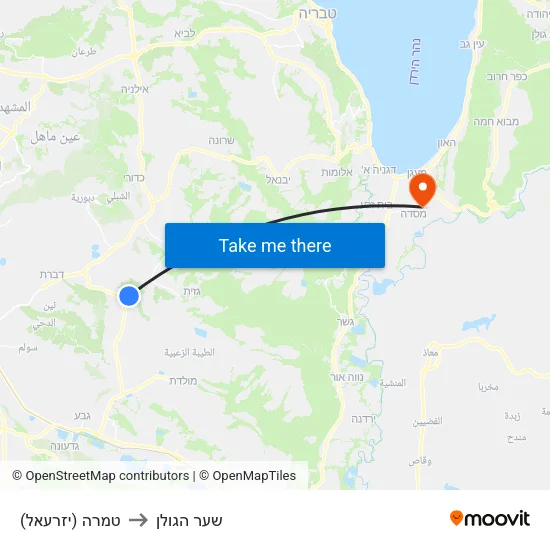 טמרה (יזרעאל) to שער הגולן map