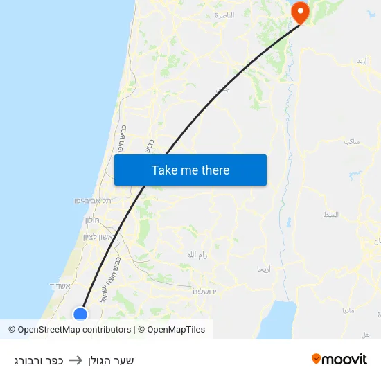 כפר ורבורג to שער הגולן map