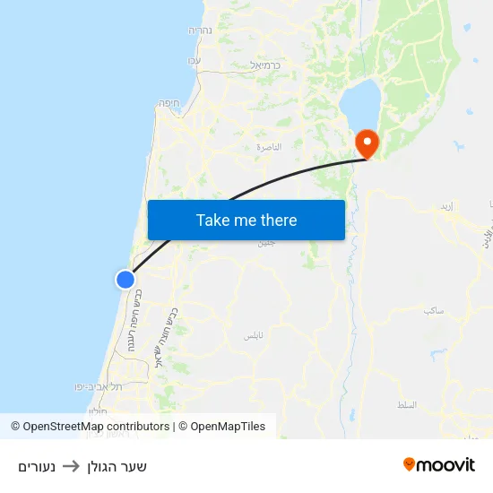 נעורים to שער הגולן map