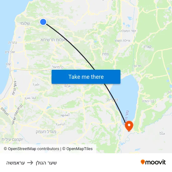 עראמשה to שער הגולן map