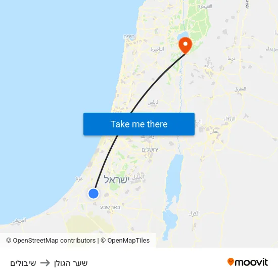 שיבולים to שער הגולן map