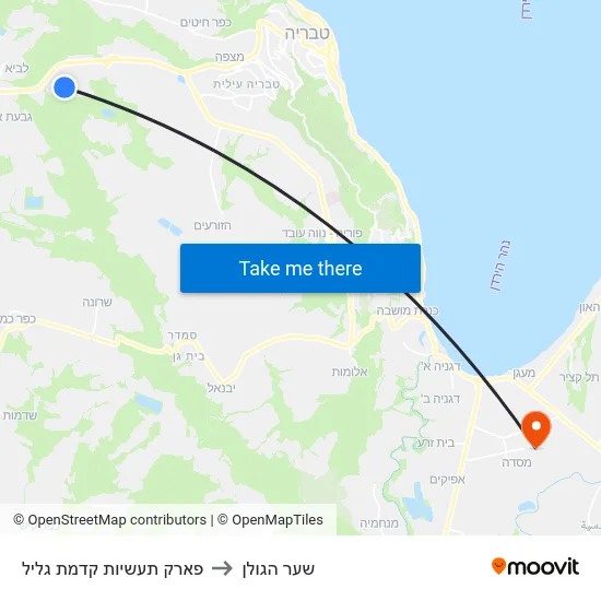 פארק תעשיות קדמת גליל to שער הגולן map