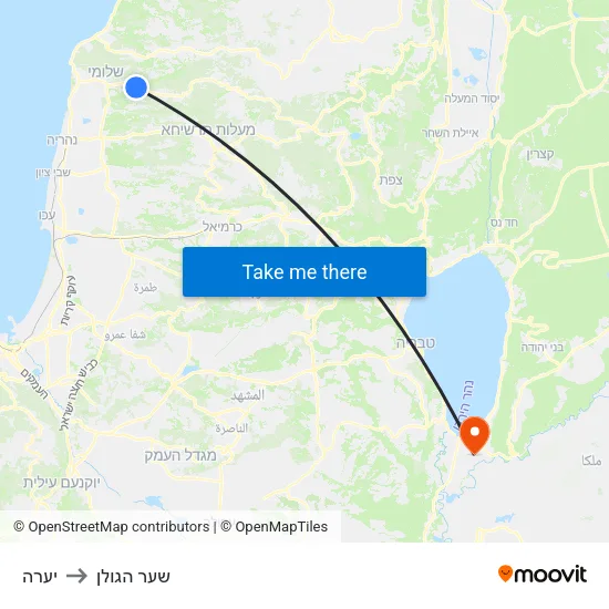 יערה to שער הגולן map