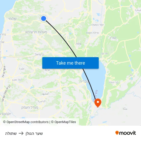 שתולה to שער הגולן map