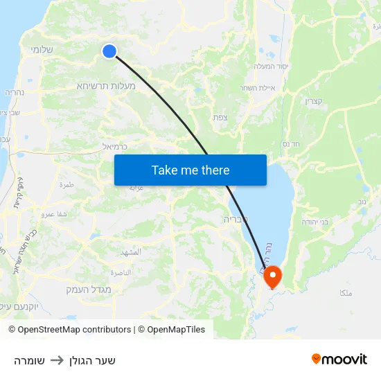 שומרה to שער הגולן map