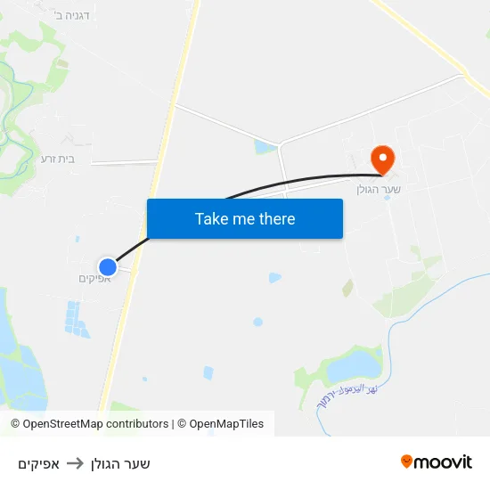 אפיקים to שער הגולן map