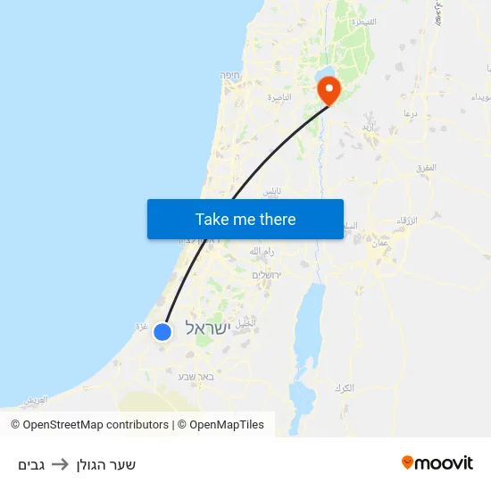 גבים to שער הגולן map