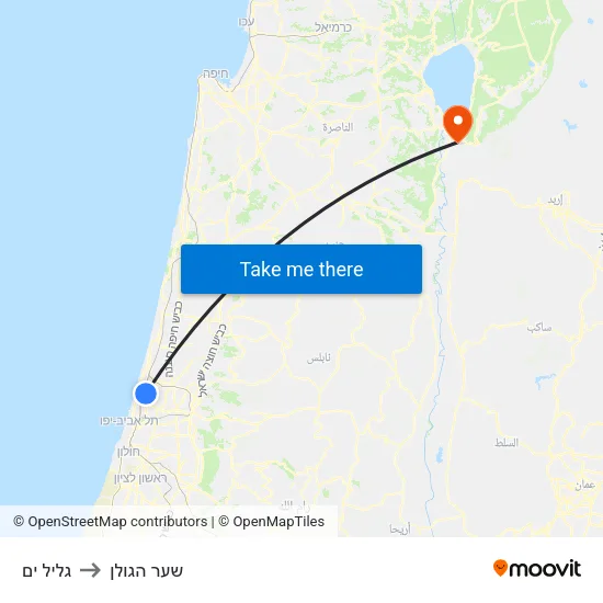 גליל ים to שער הגולן map