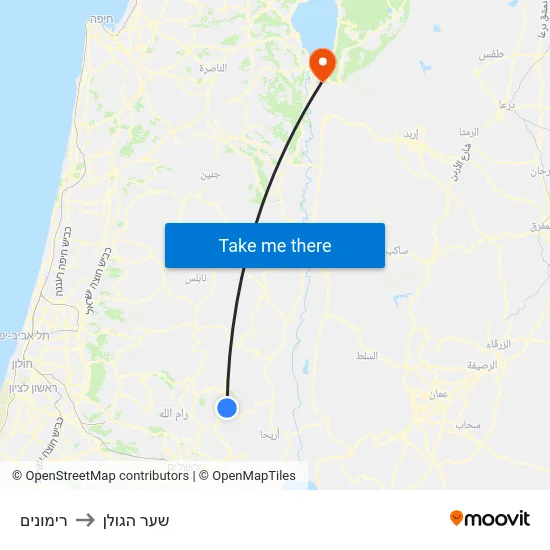 רימונים to שער הגולן map