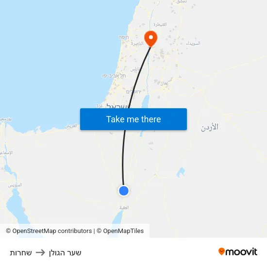 שחרות to שער הגולן map