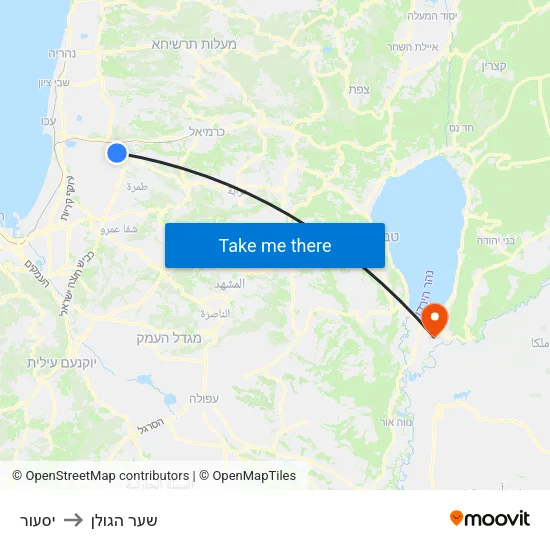 יסעור to שער הגולן map