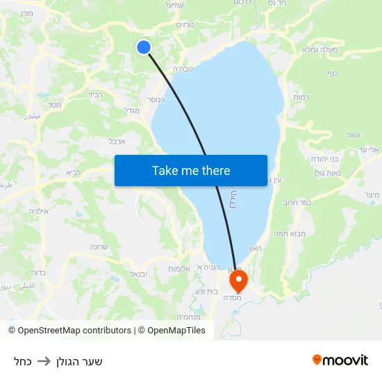 כחל to שער הגולן map