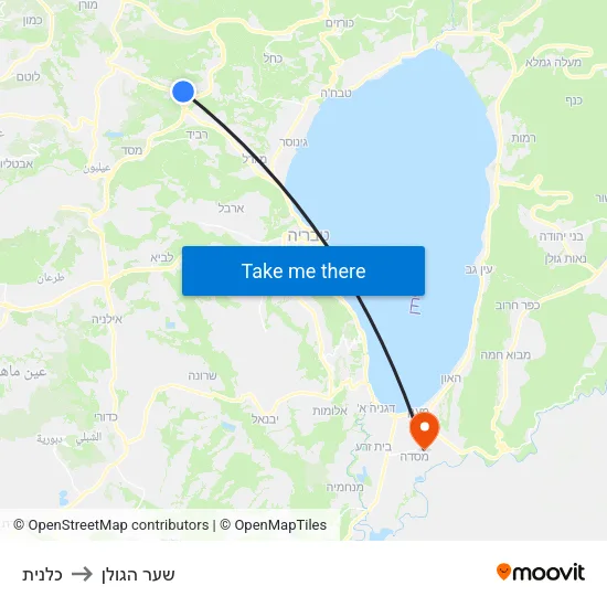 כלנית to שער הגולן map
