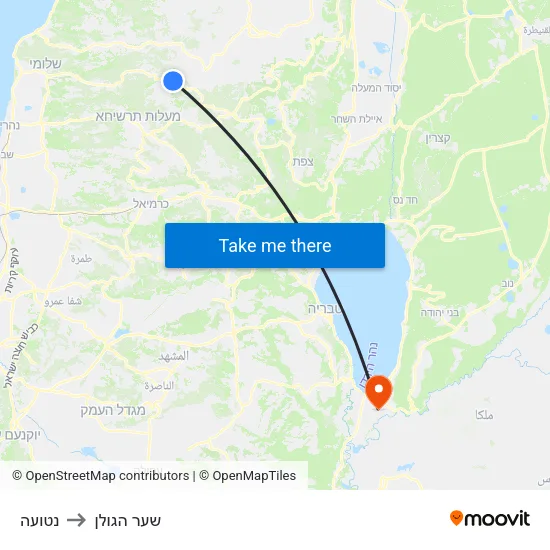 נטועה to שער הגולן map