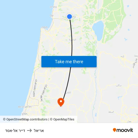 דייר אל-אסד to אריאל map