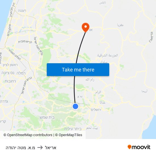 מ.א. מטה יהודה to אריאל map